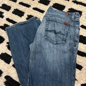 7 For All Mankind Medium Blue Straight Leg Jeans